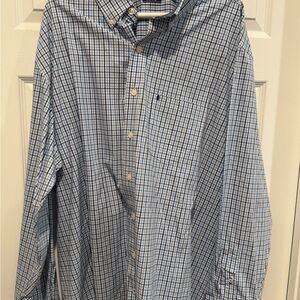 Izod Navy and White Plaid Shirt